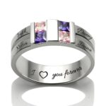 Celebrate Eternal Bonds – Four Birthstones Sterling Silver Promise Ring – For Cherished Loved Ones - Image 3