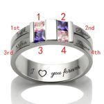 Celebrate Eternal Bonds – Four Birthstones Sterling Silver Promise Ring – For Cherished Loved Ones - Image 4