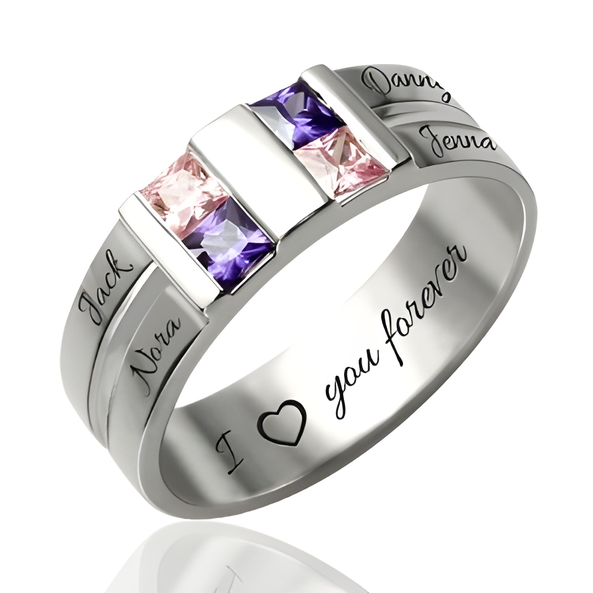 Four birthstones promise ring for cherished loved ones