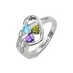Embrace Your Family's Heartbeat – Custom Heart-Shaped Birthstone Ring – A Cherished Keepsake for Mom - Image 3