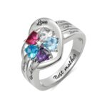 Embrace Your Family's Heartbeat – Custom Heart-Shaped Birthstone Ring – A Cherished Keepsake for Mom - Image 5