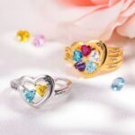 Embrace Your Family's Heartbeat – Custom Heart-Shaped Birthstone Ring – A Cherished Keepsake for Mom - Image 8