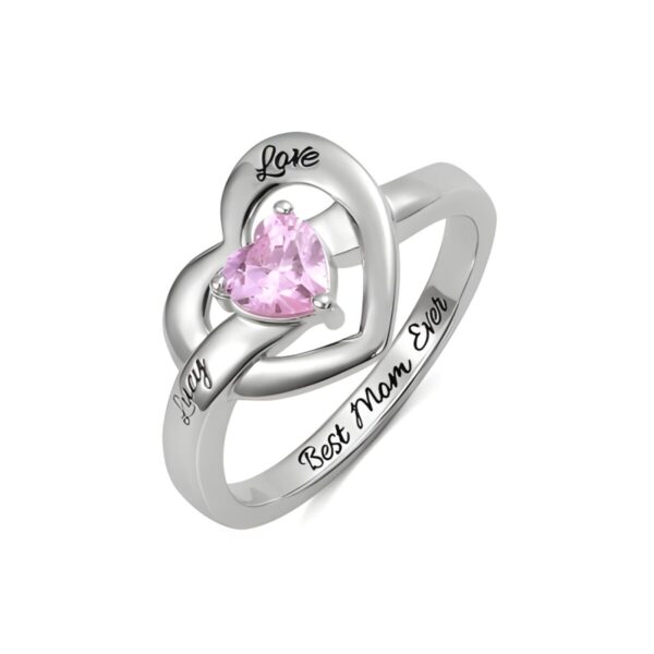 custom heart-shaped birthstone ring for family love