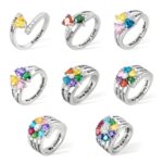 Engraved silver birthstone ring for cherished bonds