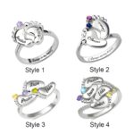 Celebrate New Life – Engraved Baby Feet Birthstone Ring – For Cherished Mothers - Image 2