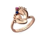 Celebrate New Life – Engraved Baby Feet Birthstone Ring – For Cherished Mothers - Image 6