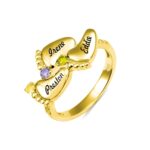 Celebrate New Life – Engraved Baby Feet Birthstone Ring – For Cherished Mothers - Image 7