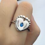 Celebrate New Life – Engraved Baby Feet Birthstone Ring – A Cherished Keepsake for New Moms - Image 5