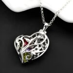 Hold Your Loved Ones Close – Heart Cage Family Tree Necklace with Birthstones – A Cherished Keepsake for Mom - Image 4