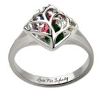 Embrace Your Roots – Family Tree Cage Ring with Heart Birthstones – A Cherished Token for Loved Ones - Image 3