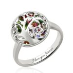 Family tree birthstone ring embracing your roots