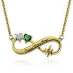 Embrace Eternal Love – Heartbeat Infinity Necklace with Two Birthstones – A Cherished Token for Your Special Someone - Image 2