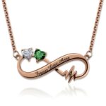 Embrace Eternal Love – Heartbeat Infinity Necklace with Two Birthstones – A Cherished Token for Your Special Someone - Image 3