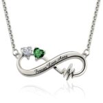 Heartbeat Infinity Birthstone Necklace for eternal love