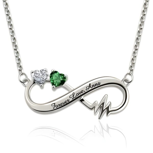 Heartbeat Infinity Birthstone Necklace for eternal love