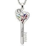 Mother's Heart Cage Necklace with Birthstones