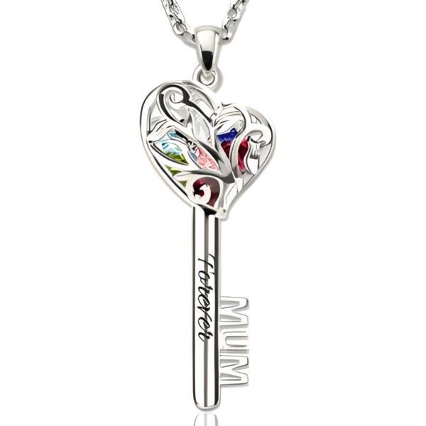 Mother's Heart Cage Necklace with Birthstones
