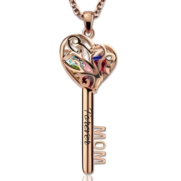 Birthstone key necklace for mom, a heartfelt keepsake
