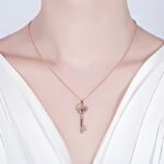 Open Her Heart – Rose Gold Heart Cage Key Necklace with Birthstones – For the Cherished Mom - Image 3