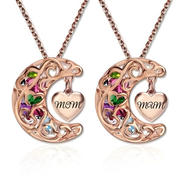 Rose gold moon cage necklace for mom's heartfelt moments