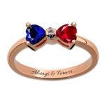 Embrace Your Story – Birthstone Bow Ring in Rose Gold – A Cherished Token for Loved Ones - Image 3