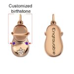 Embrace Every Step – Rose Gold Baby Shoe Charm Necklace with Birthstones – A Tender Keepsake for Mothers and Grandmothers - Image 2