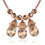 Rose gold baby shoe charm necklace for mothers