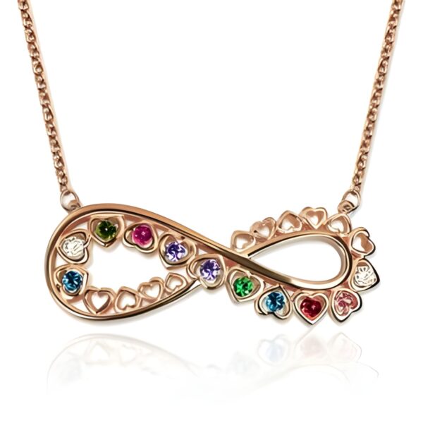 Infinity Heart Birthstone Necklace for Mom or Grandma