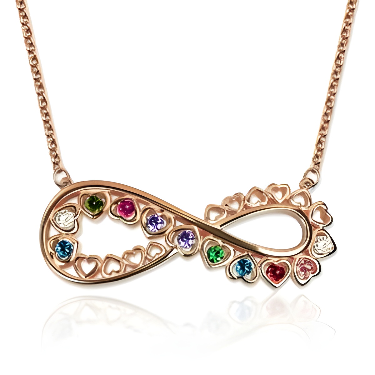 Infinity Heart Birthstone Necklace for Mom or Grandma