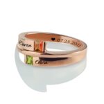 Celebrate Your Unique Bond – Engraved Double Birthstone Ring in Rose Gold – A Cherished Keepsake for Her - Image 5