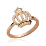Personalized star crown birthstone ring in rose gold