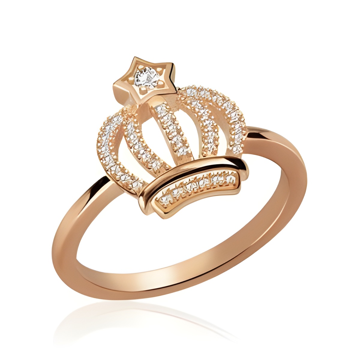 Personalized star crown birthstone ring in rose gold