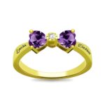 Embrace Eternal Love – Heart Birthstone Bow Ring – For Her February Celebration - Image 2