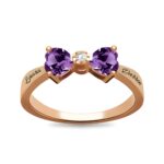 Embrace Eternal Love – Heart Birthstone Bow Ring – For Her February Celebration - Image 3