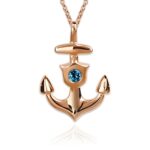 Rose gold anchor necklace with birthstone for loved ones