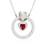 Heart birthstone circle necklace for cherished moments