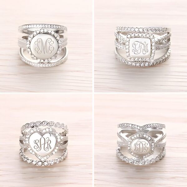 Personalized monogram stacking ring with initials