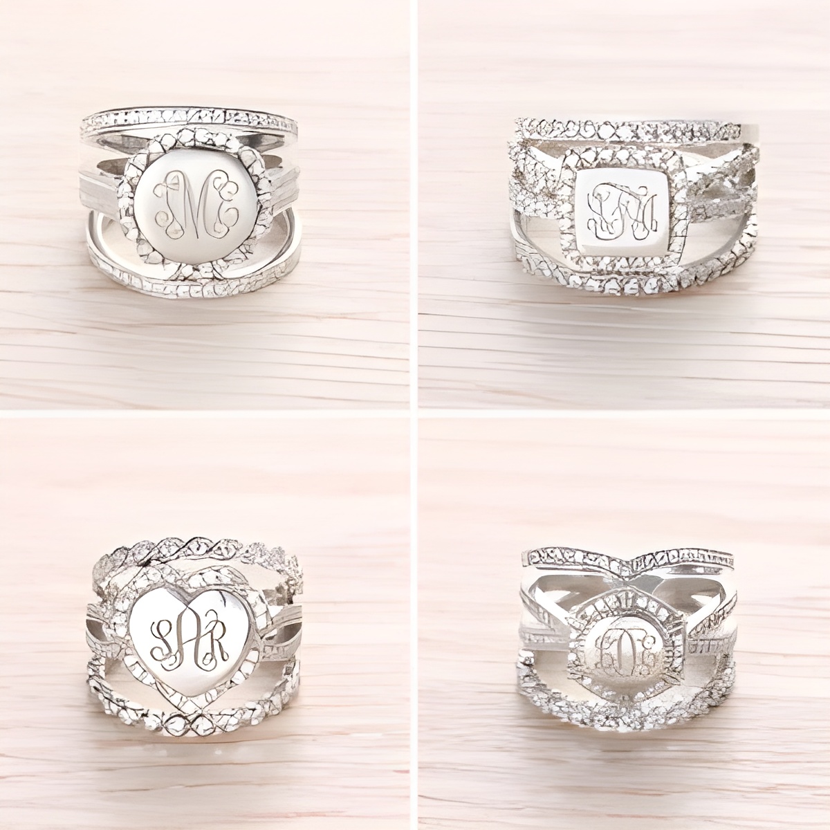 Personalized monogram stacking ring with initials