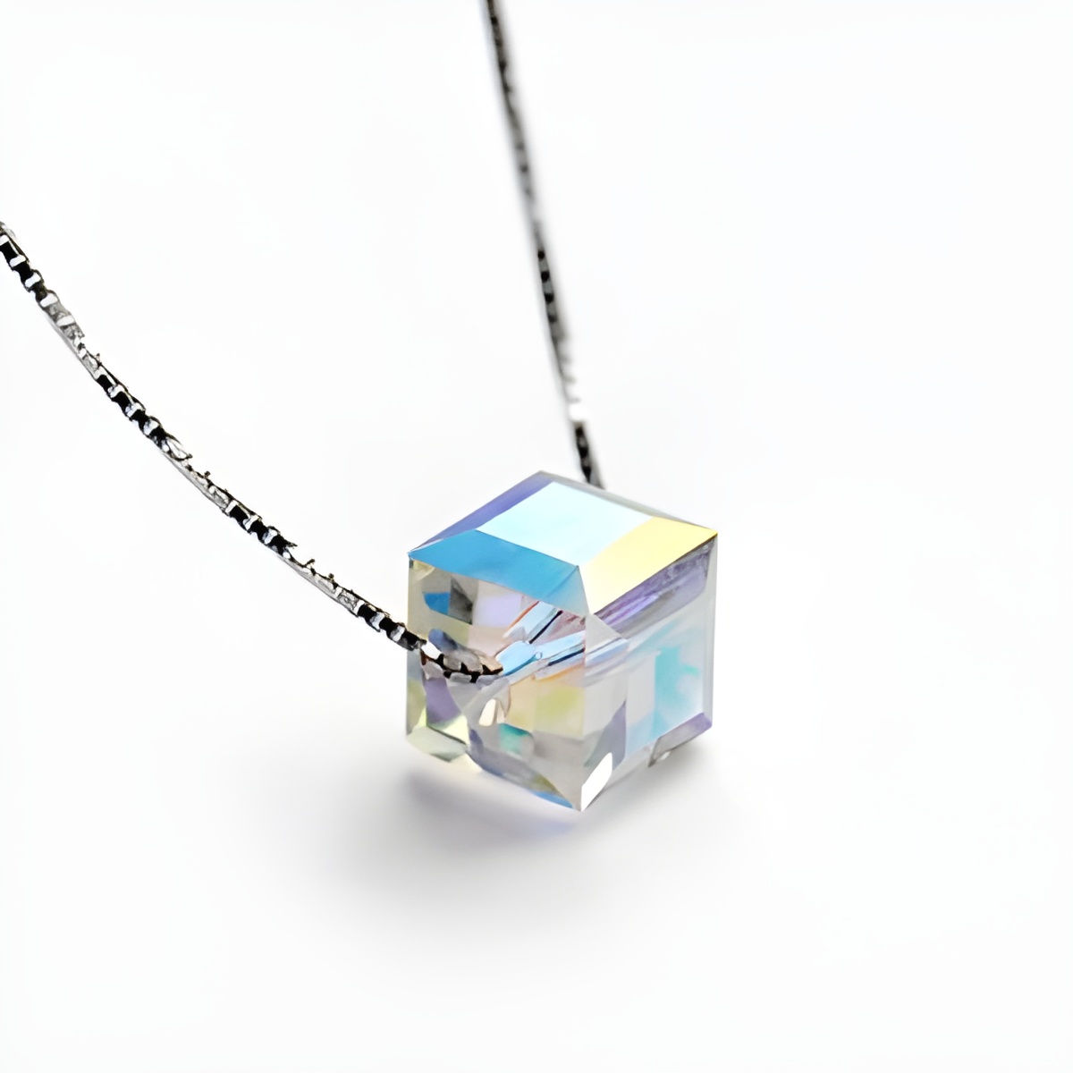 Crystal cube necklace gift for daily radiance
