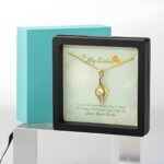Engraved heart pendant necklace with birthstone for sisters