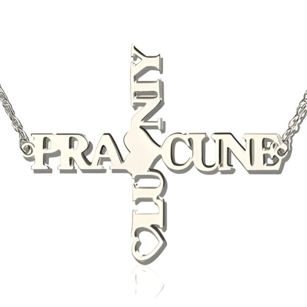 Two names cross necklace in sterling silver