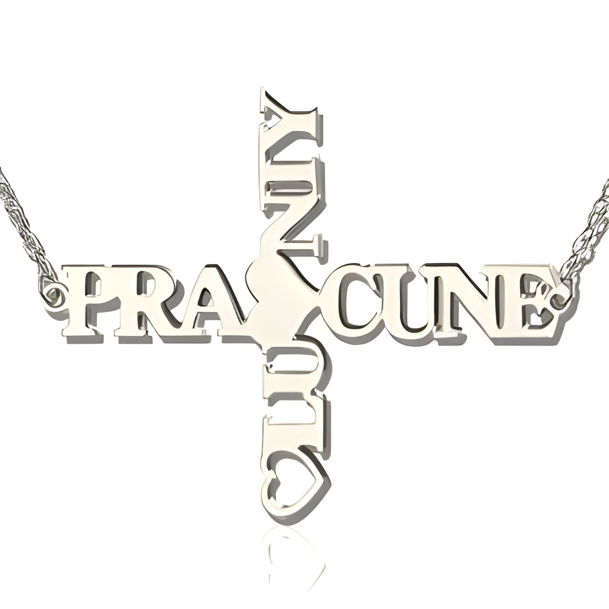 Two names cross necklace in sterling silver