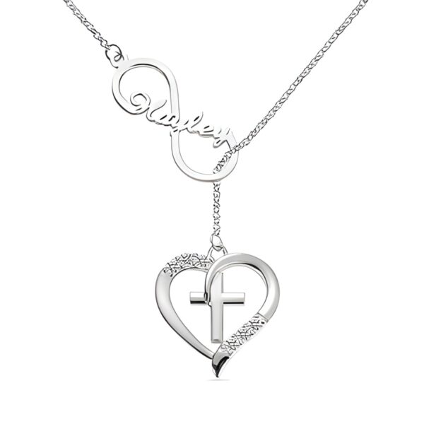 Infinity heart cross necklace symbolizing love and faith