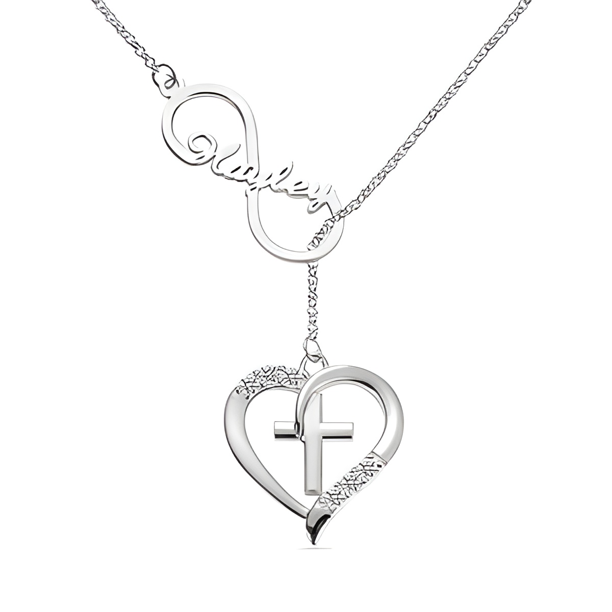 Infinity heart cross necklace symbolizing love and faith