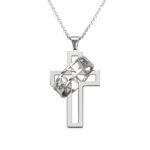 Embrace Your Faith and Love – Sterling Silver Cross & Halo Ring Necklace Set – For Couples United in Spirit - Image 2