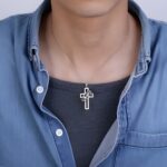 Embrace Your Faith and Love – Sterling Silver Cross & Halo Ring Necklace Set – For Couples United in Spirit - Image 5