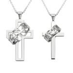 Sterling Silver Cross Necklace Set for Couples