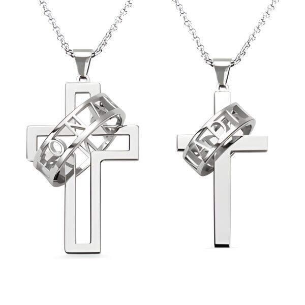 Sterling Silver Cross Necklace Set for Couples