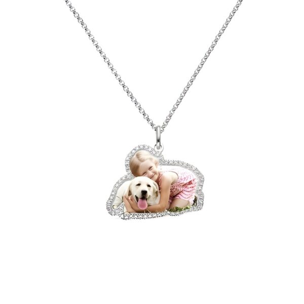 Color photo necklace with birthstone accent for cherished memories