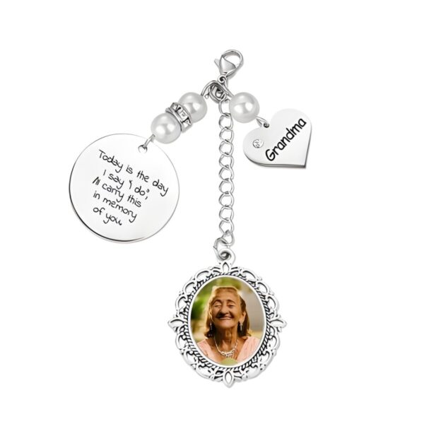 Bridal memorial photo charm to hold loved ones close